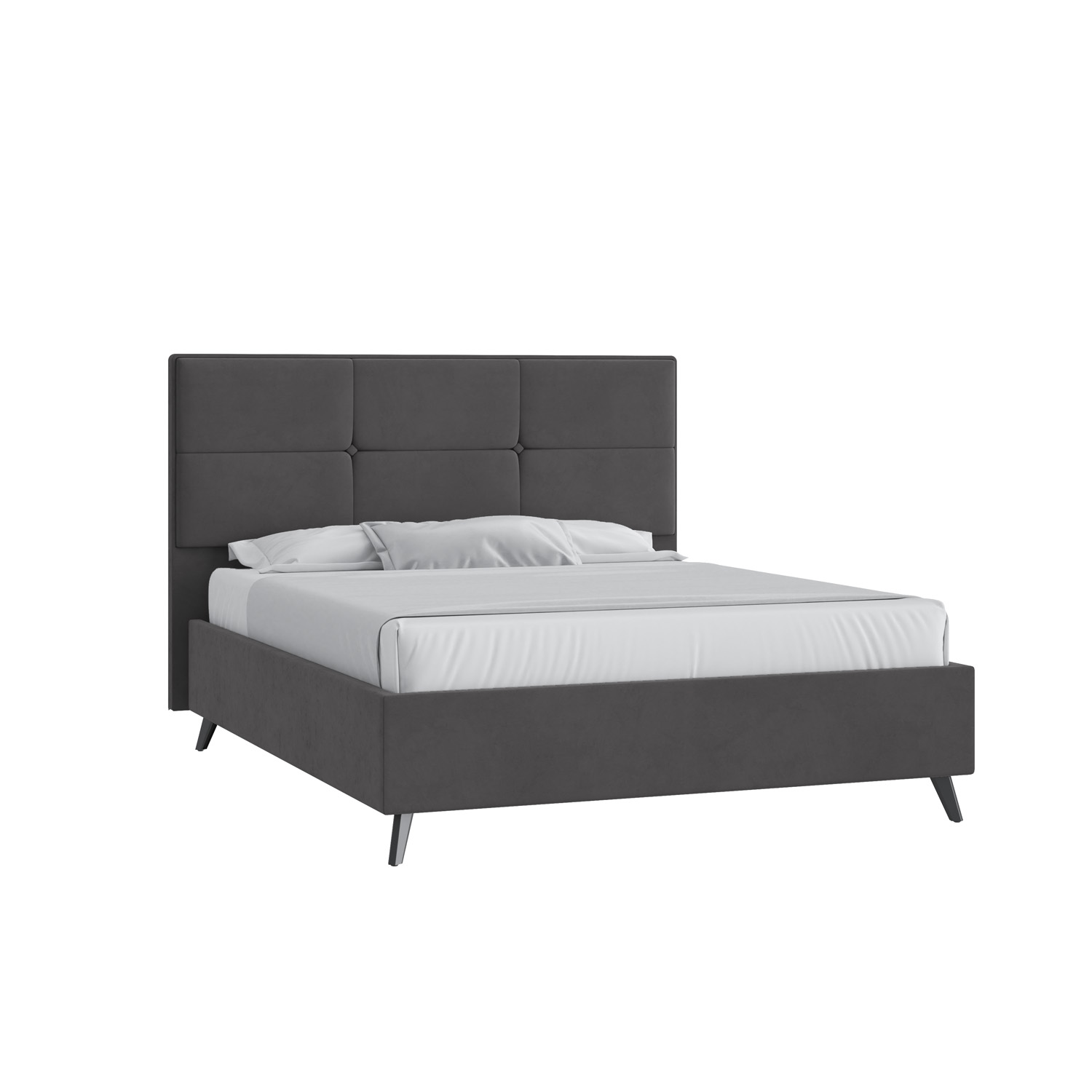 Кровать Мюнхен 180х200 Микровелюр Инфинити 02 темно-серый высокие опоры