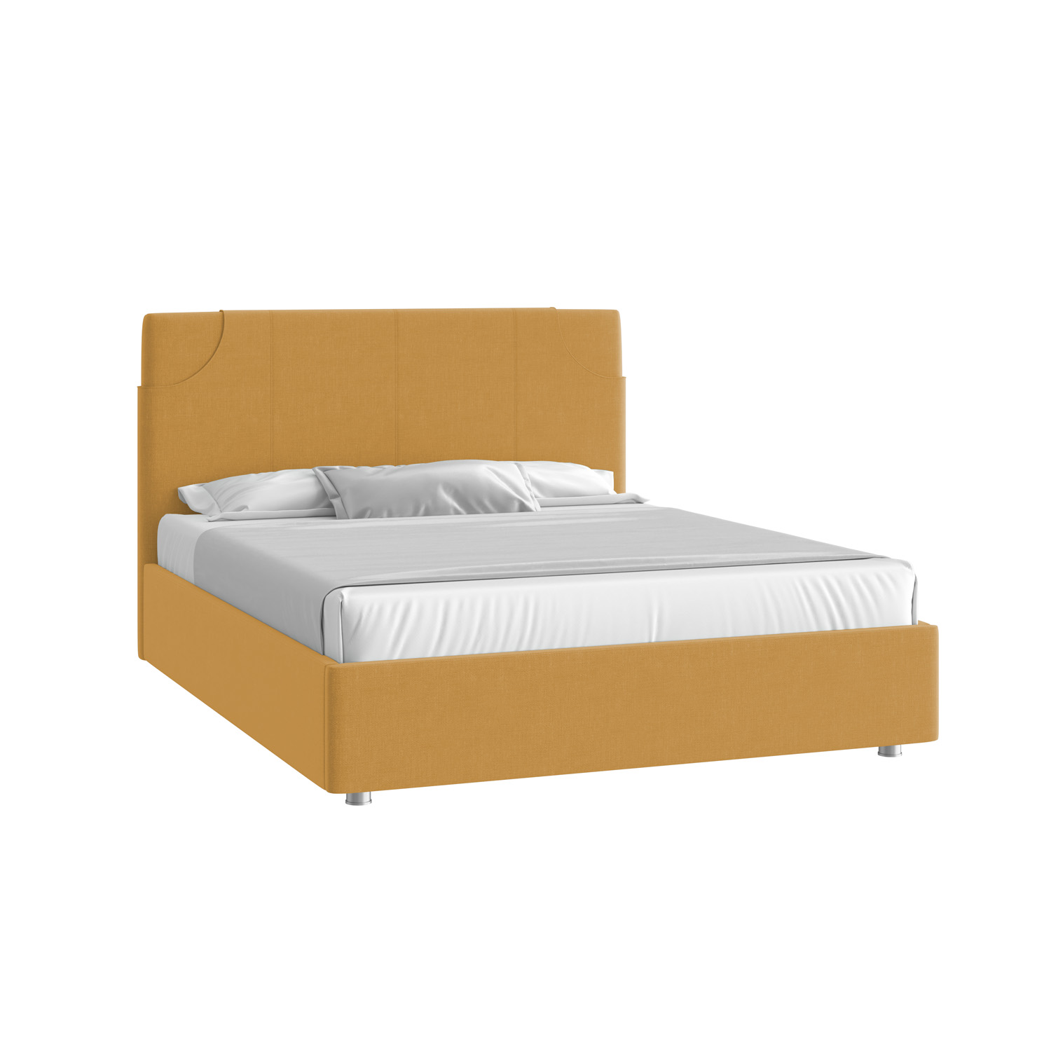 Кровать Денди 160х200 Микровелюр Каприз 48 горчичный с подъемным механизмом