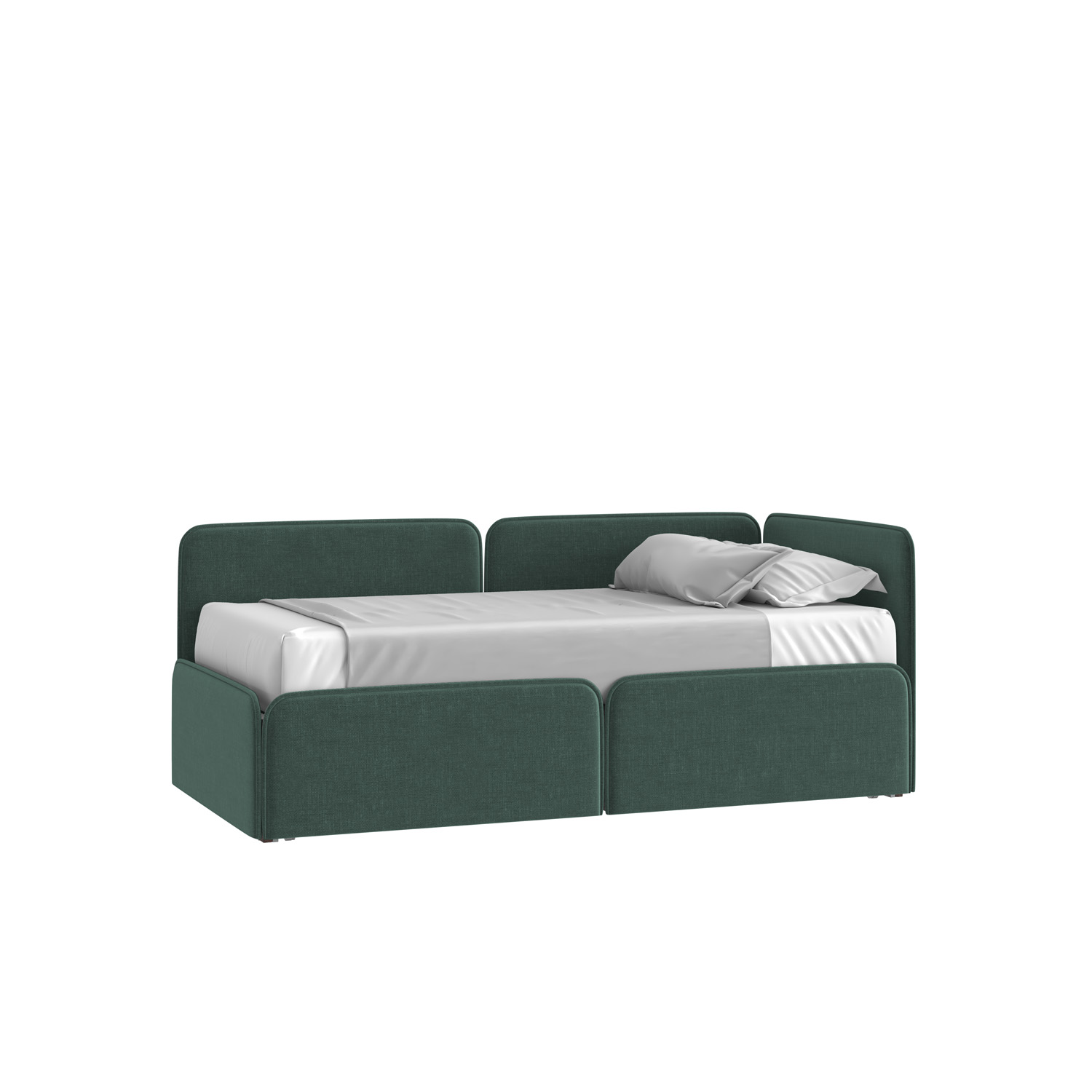 Кровать Тетрис 90х190 Микровелюр Каприз 37 зеленый