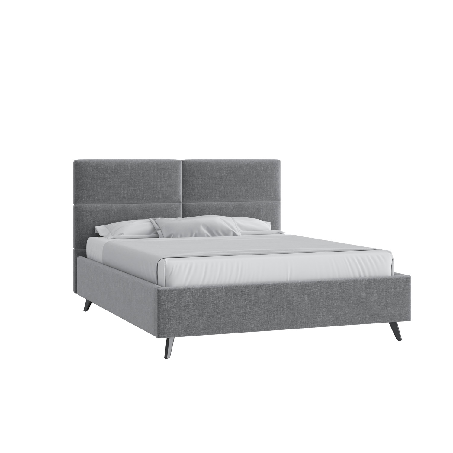 Кровать Тренд малое изголовье 180х200 Микровелюр Каприз 90 серый с высокими опорами