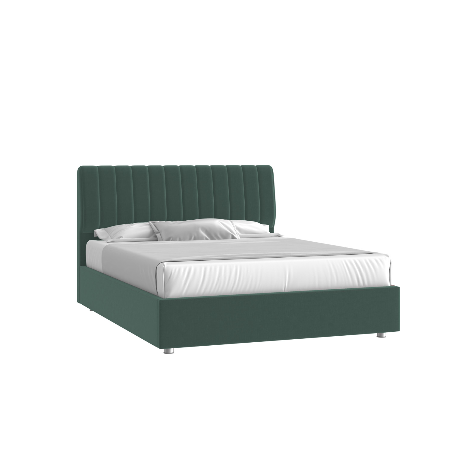 Кровать Танго 160х200 Микровелюр Каприз 37 зеленый с низкими опорами