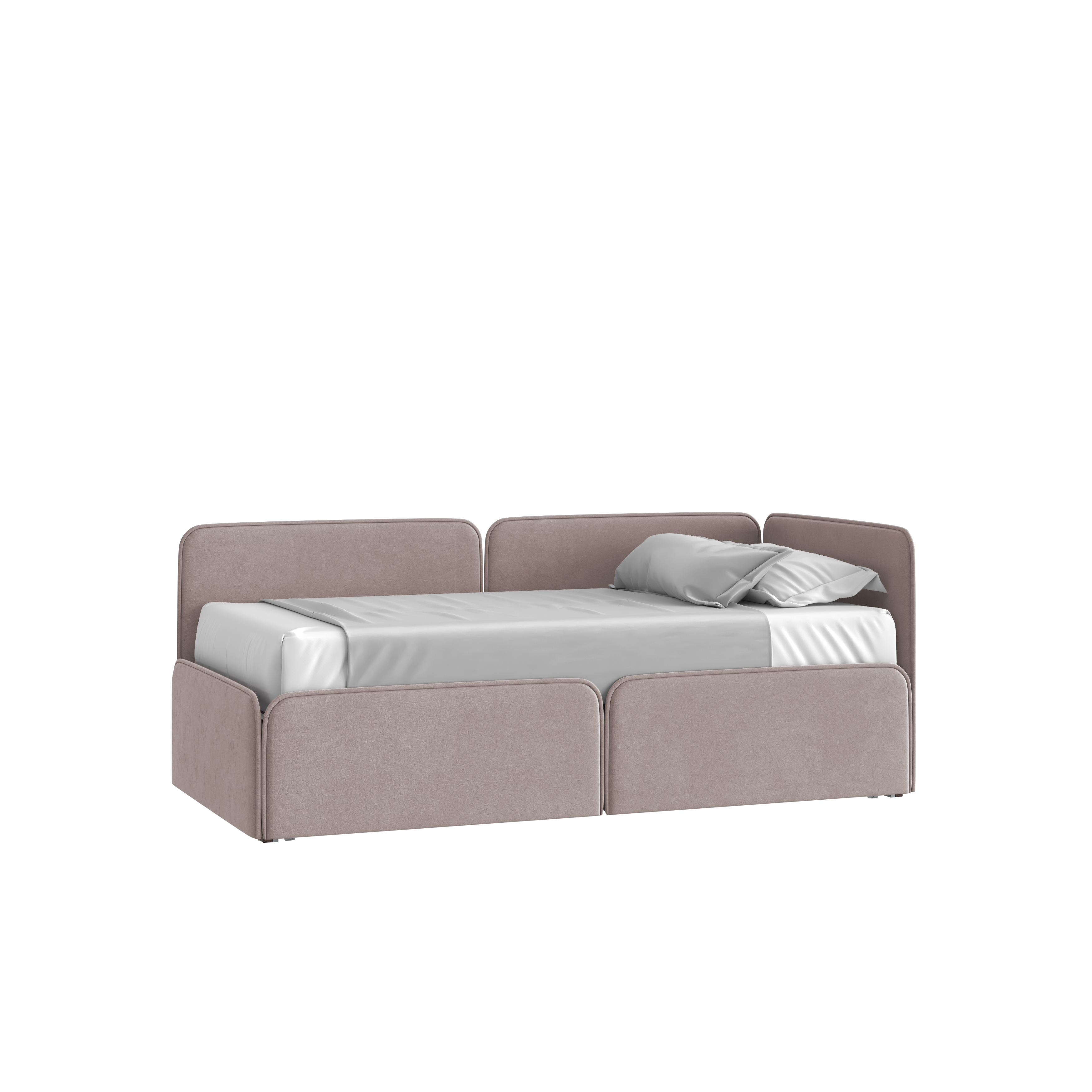 Кровать Тетрис 90х190 Микровелюр Фиеста 12 светло-серый с подъемным механизмом