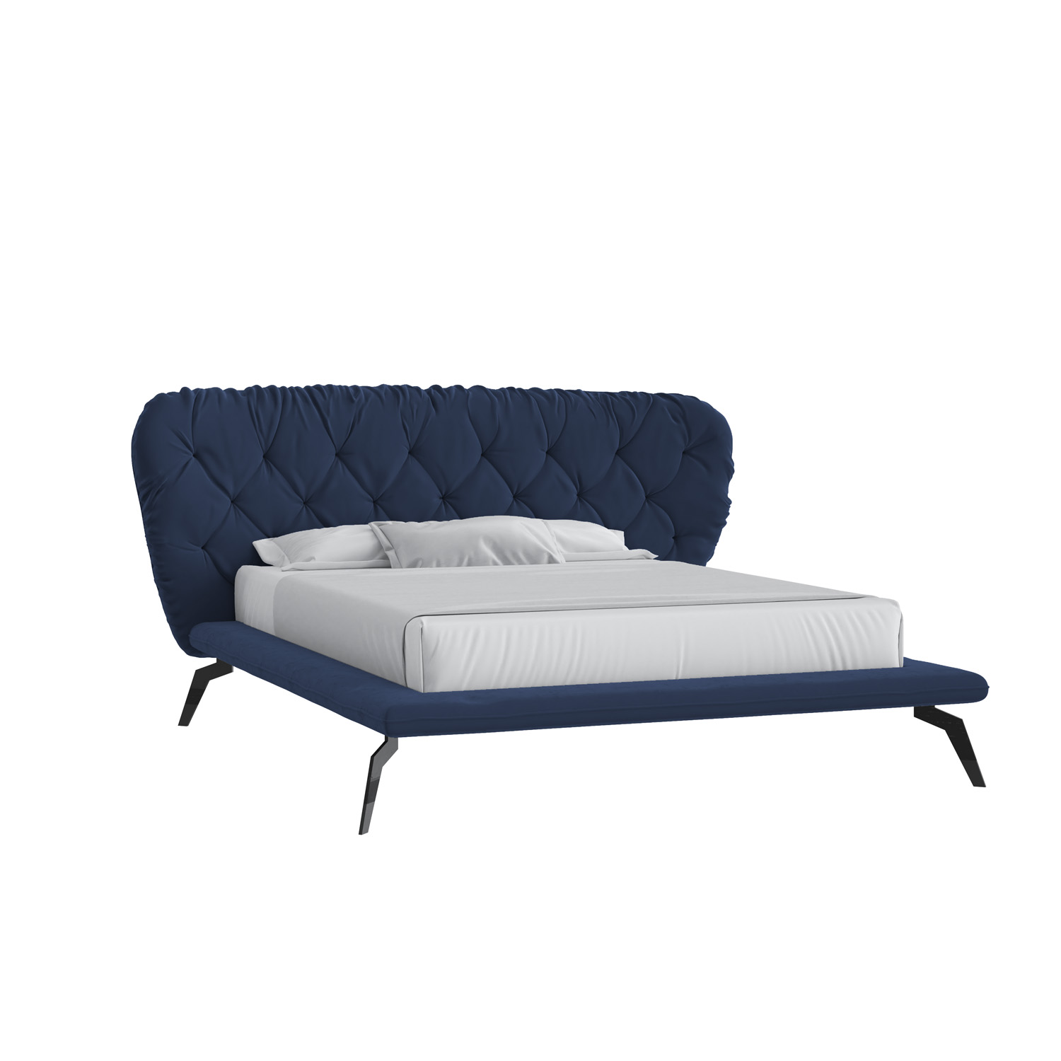 Кровать Фиджи 180х200 Микровелюр Инфинити 09 синий