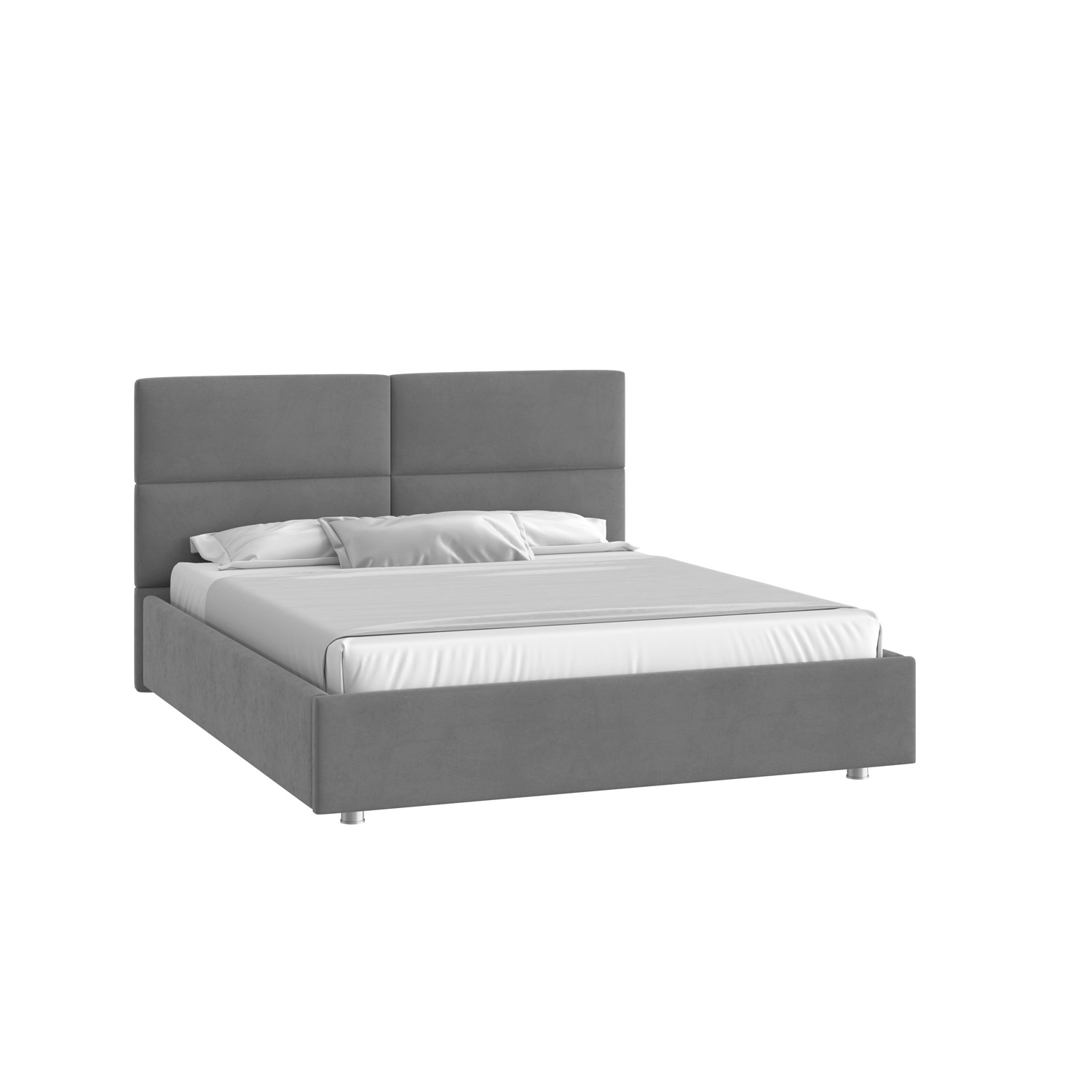 Кровать Тренд малое изголовье 160х200 Микровелюр Инфинити 01 серый с подъемным механизмомс низкими опорами