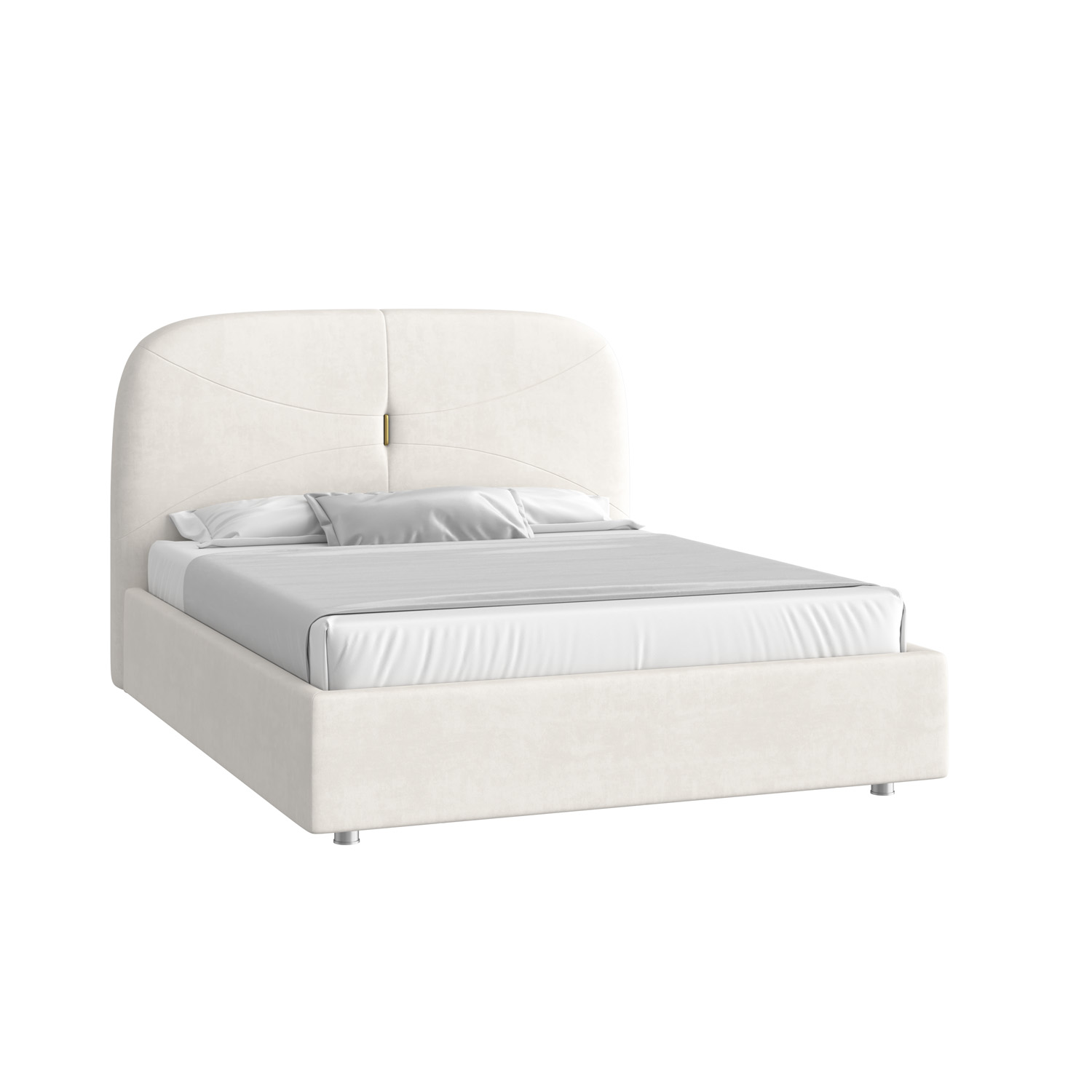 Кровать Лондон 160х200 Велюр Элегант 001 молочный с подъемным механизмом декор золотого цвета