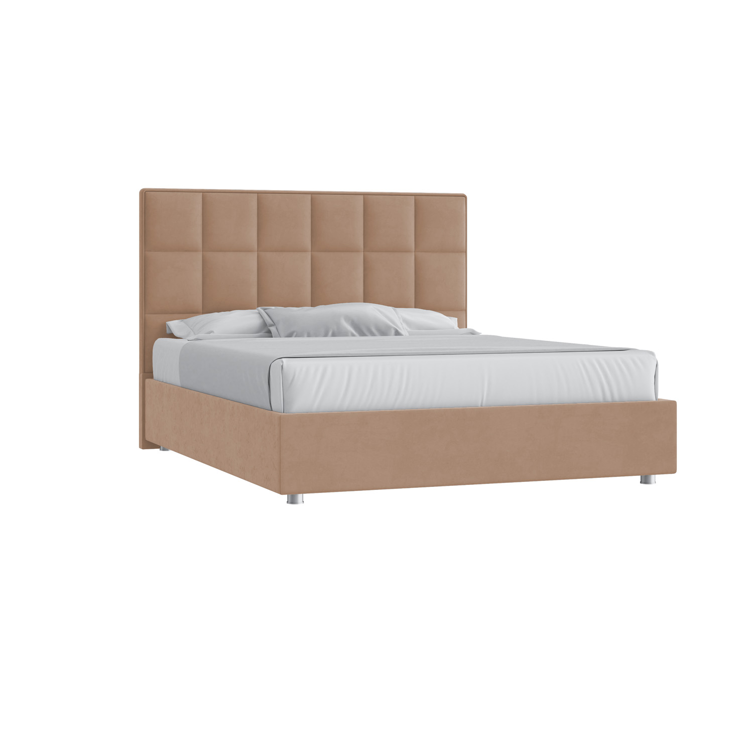 Кровать Квадро 160х190 Велюр Гелакси 605 бежевый с подъемным механизмом