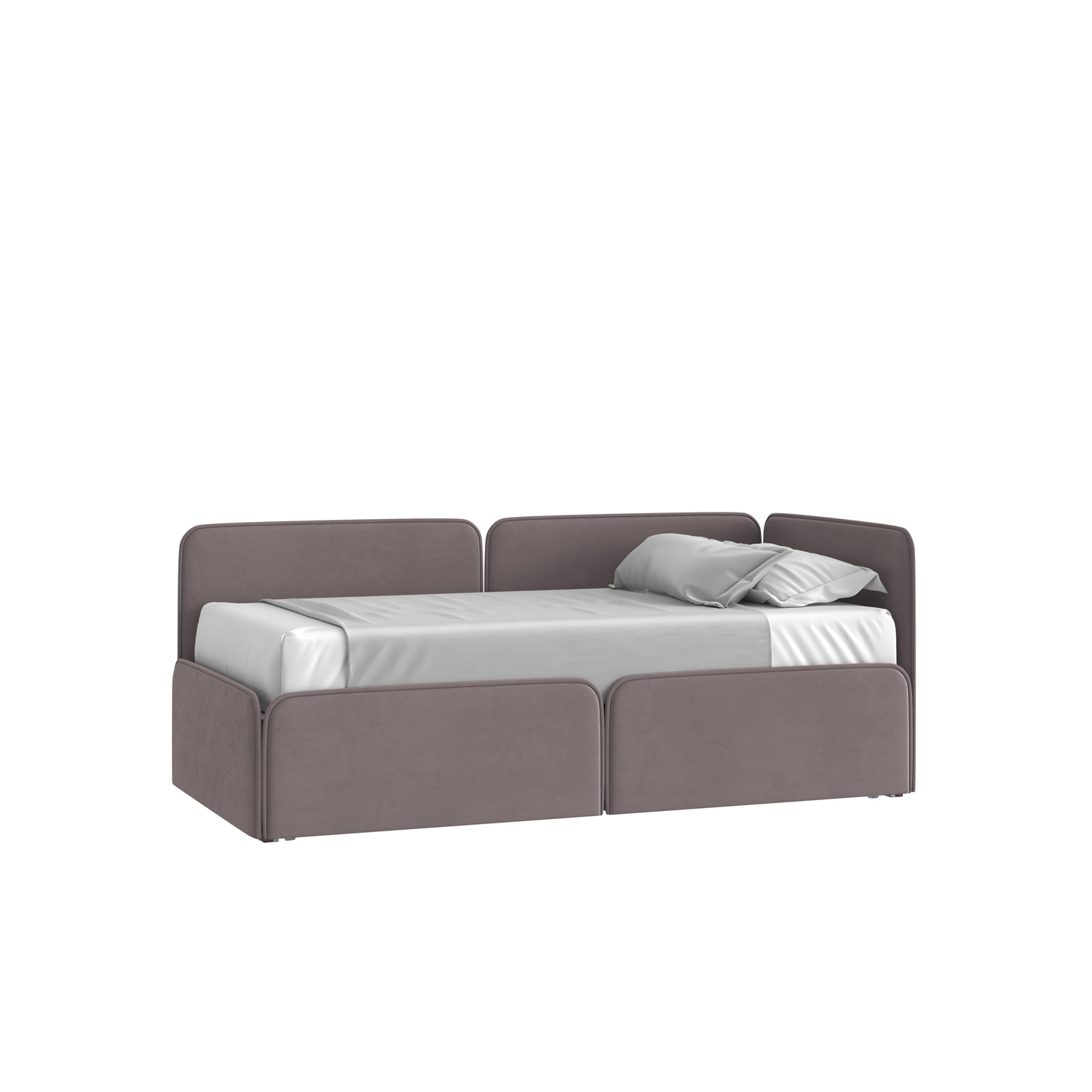 Кровать Тетрис 90х190 Микровелюр Фиеста 06 серо-бежевый