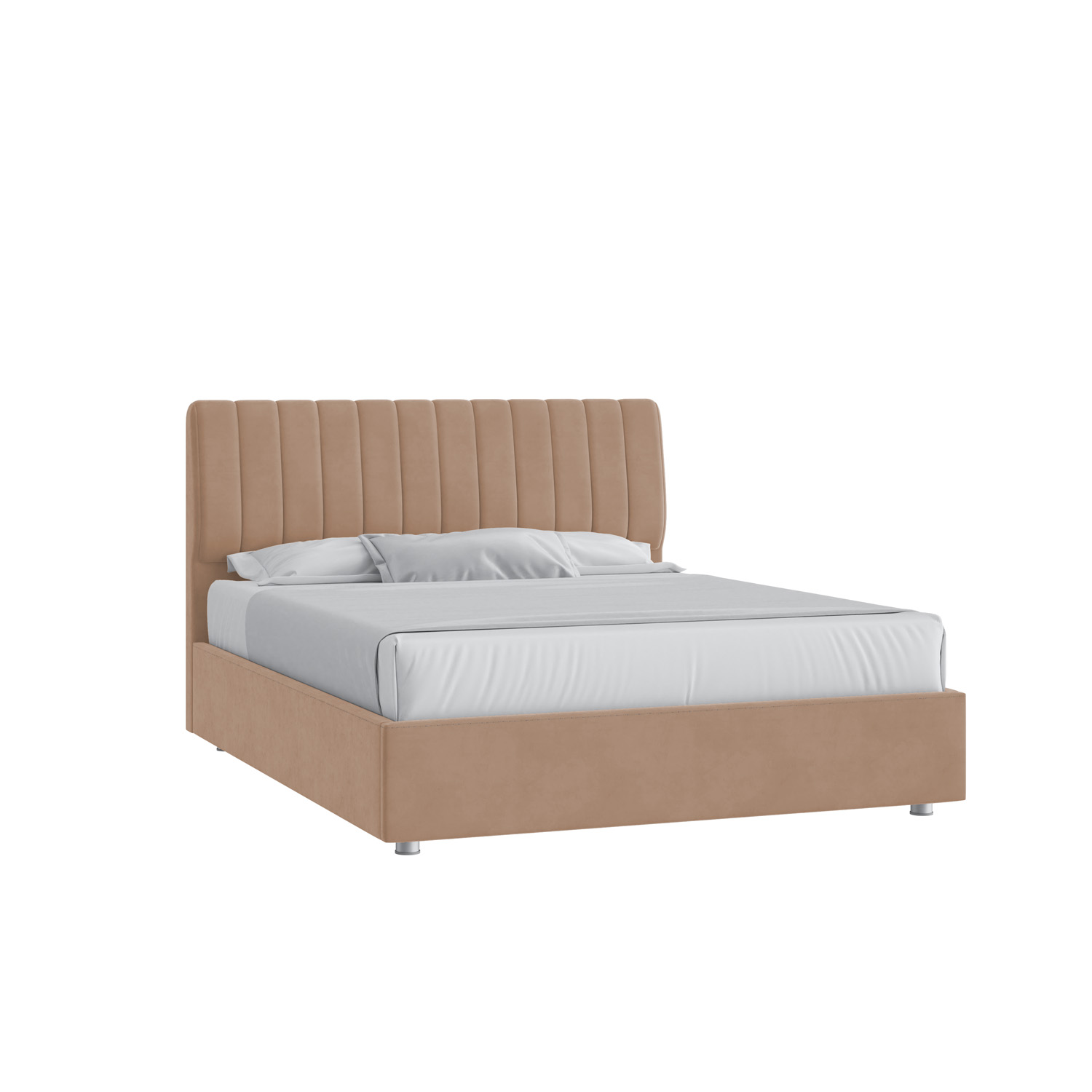 Кровать Танго 160х190 Велюр Гелакси 605 бежевый с низкими опорами