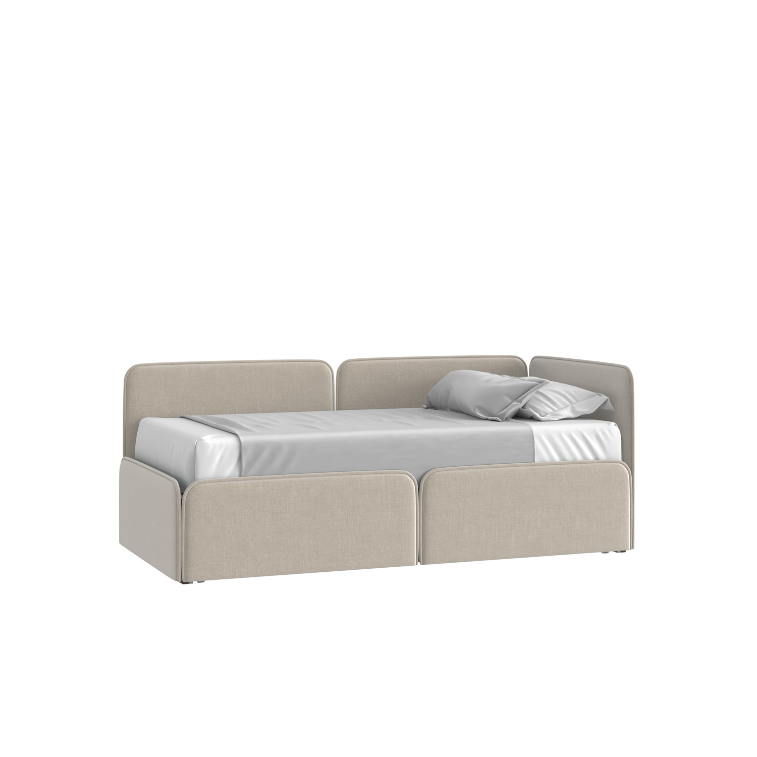 Кровать Тетрис 90х190 Микровелюр Каприз 06 бежевый