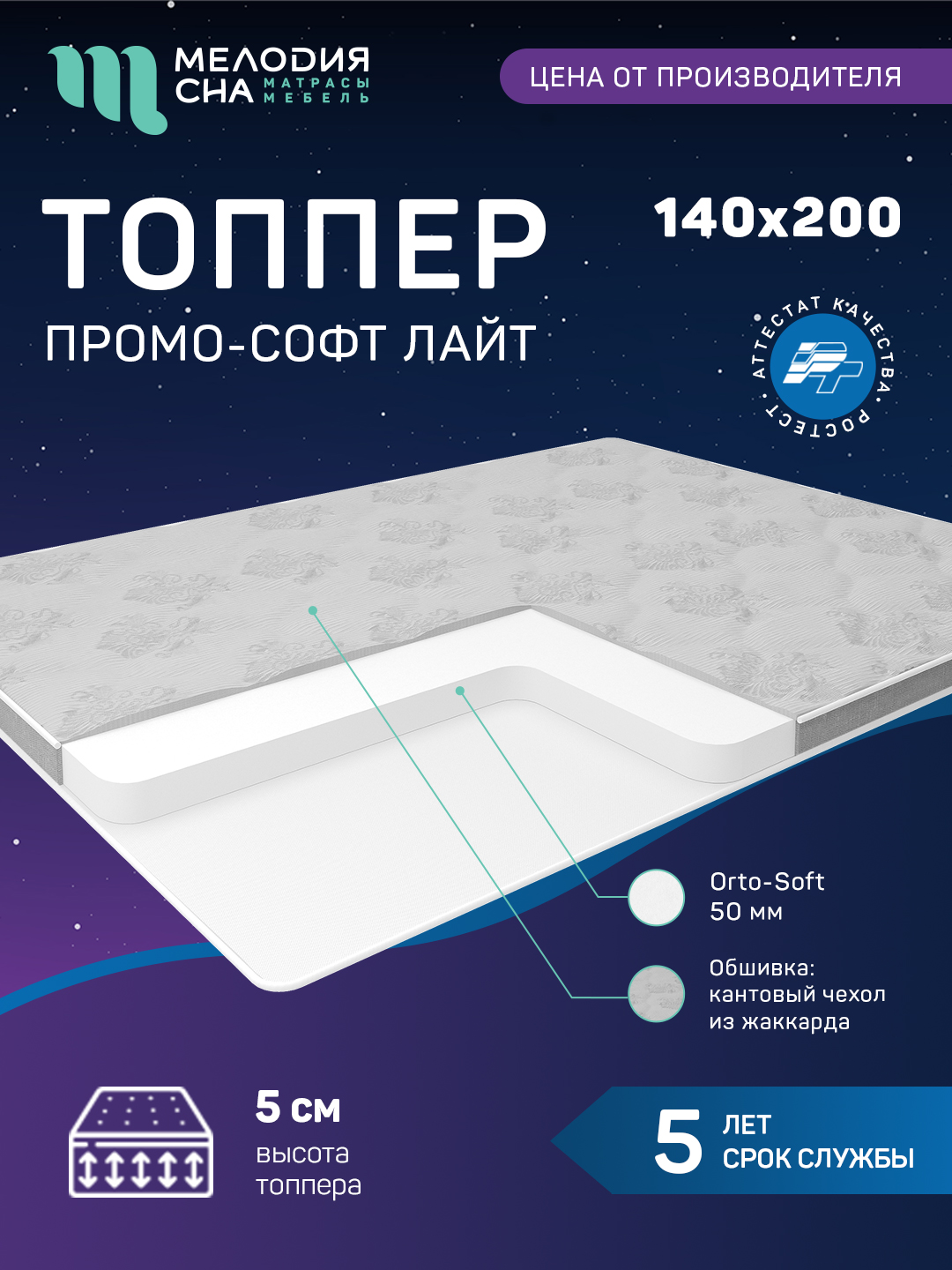 Топпер Промо Софт Лайт Без пружин 140х200