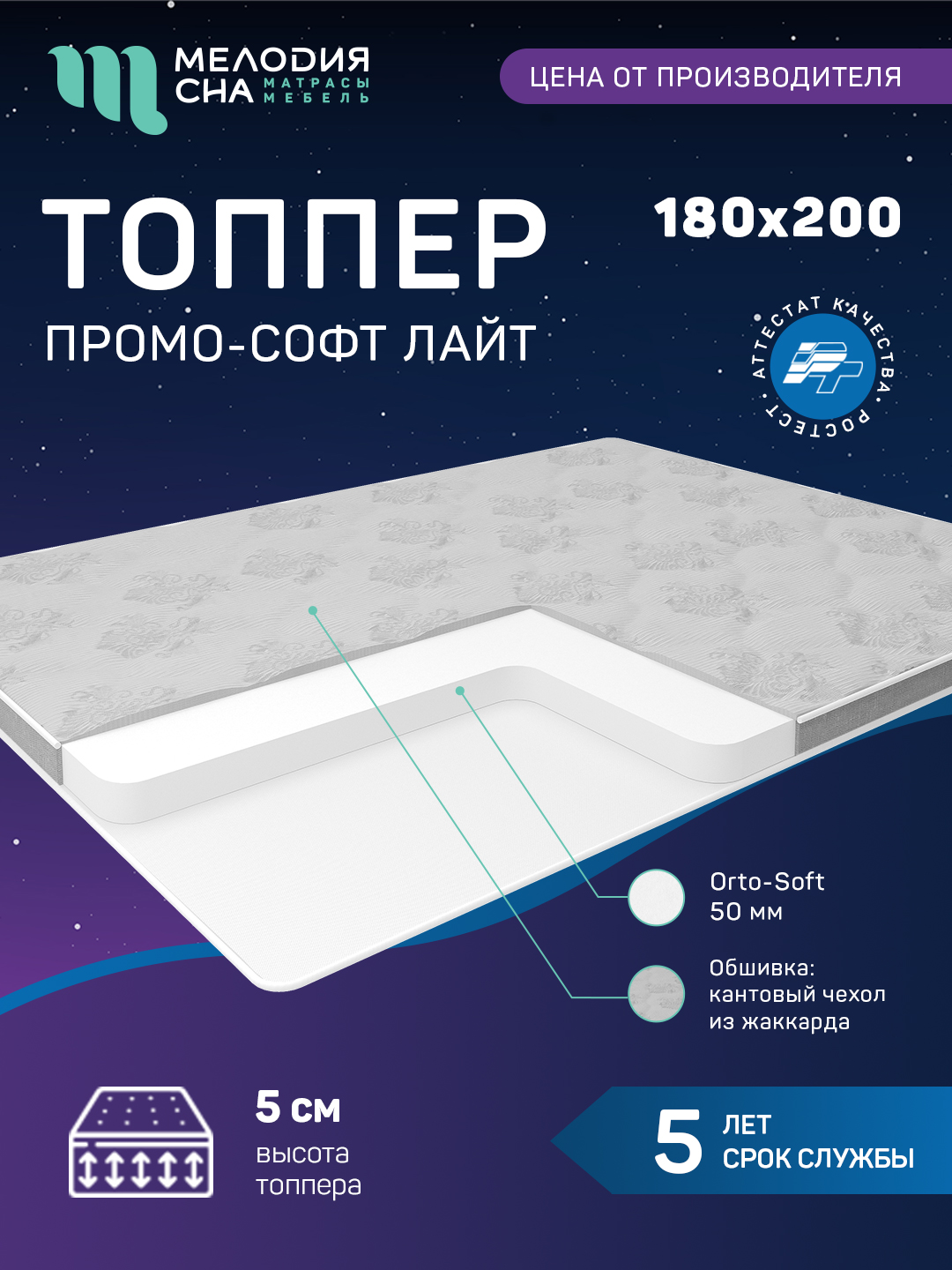 Топпер Промо Софт Лайт Без пружин 180х200