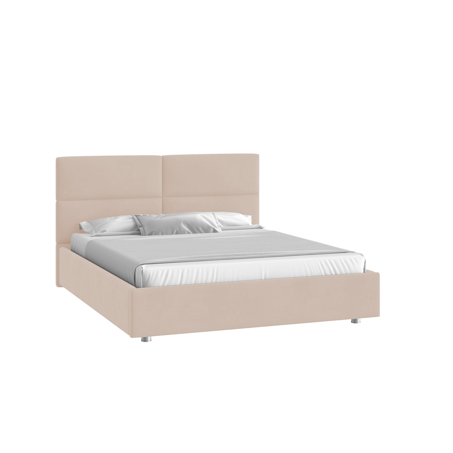 Кровать Тренд малое изголовье 160х200 Велюр Гелакси 602 кремовыйс низкими опорами