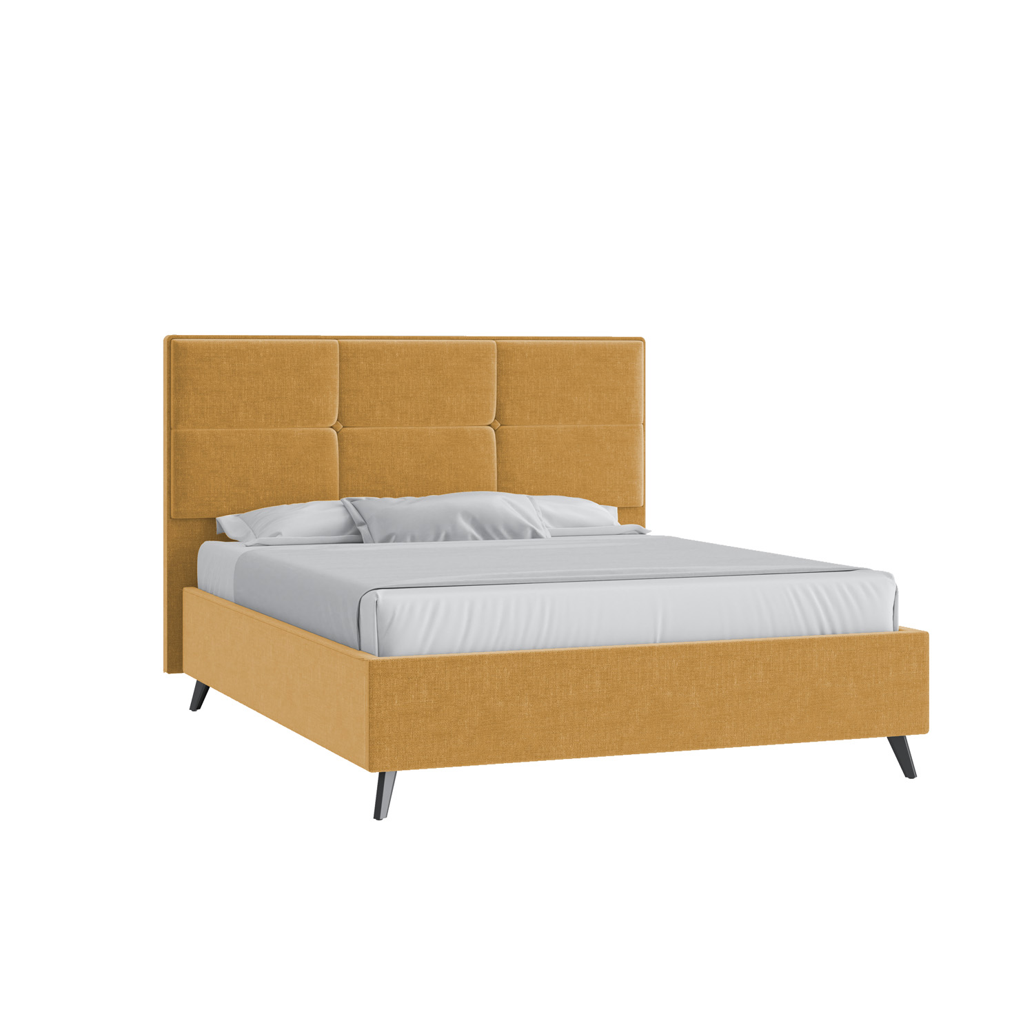 Кровать Мюнхен 120х200 Микровелюр Каприз 48 горчичный высокие опоры