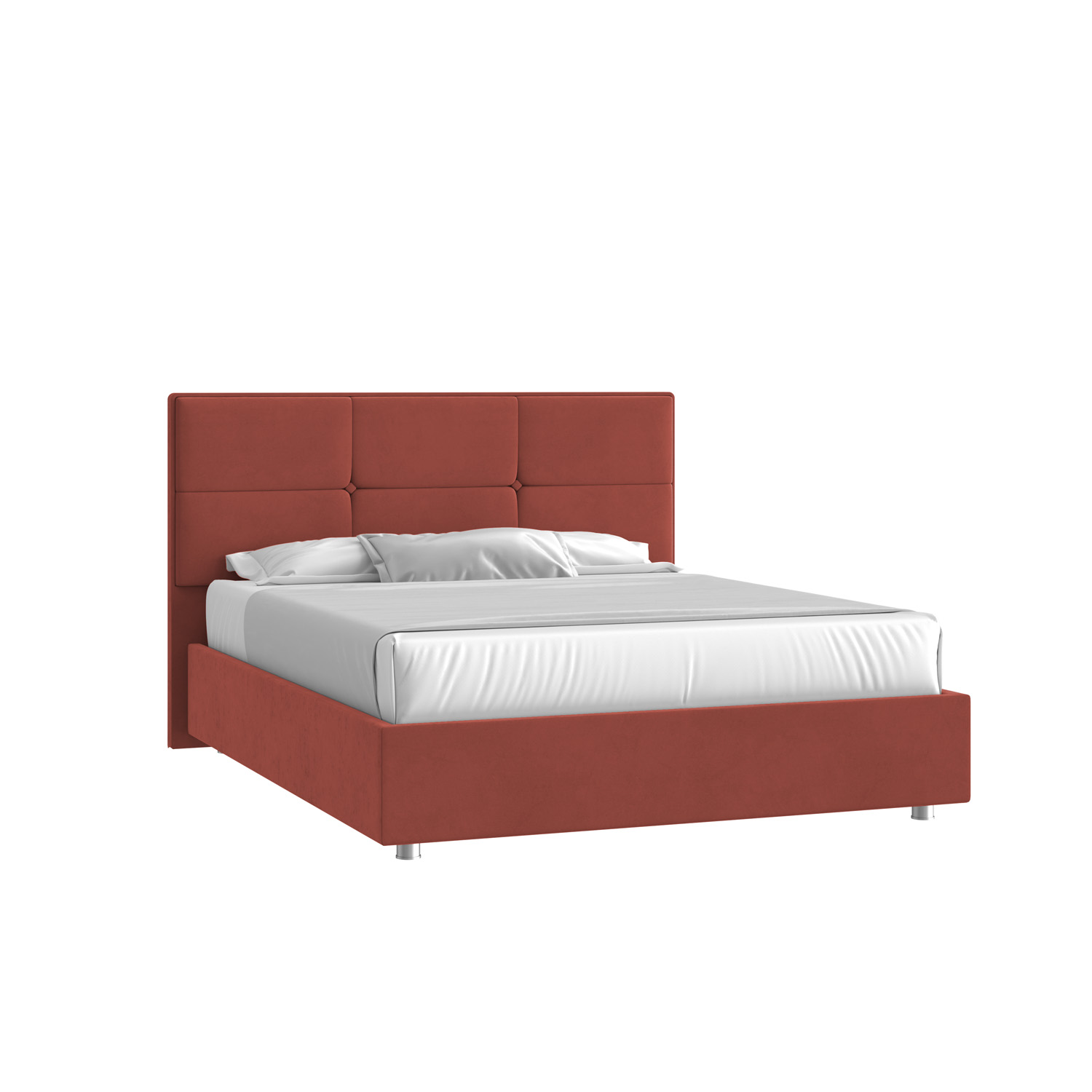 Кровать Мюнхен 200х200 Велюр Гелакси Плюс 41 Кирпичный с подъемным механизмом на низких опорах
